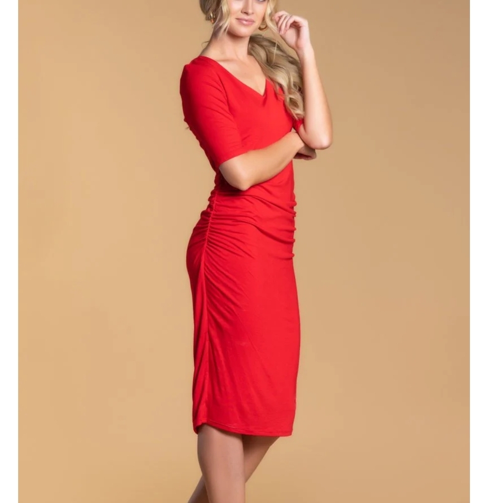 Sexy Modest Lounge Dress by Brigitte Brianna. Red Scarlet. Large. NWT